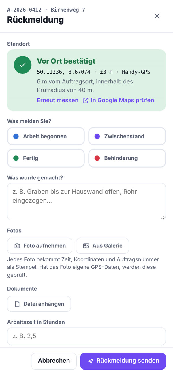 Report with GPS check